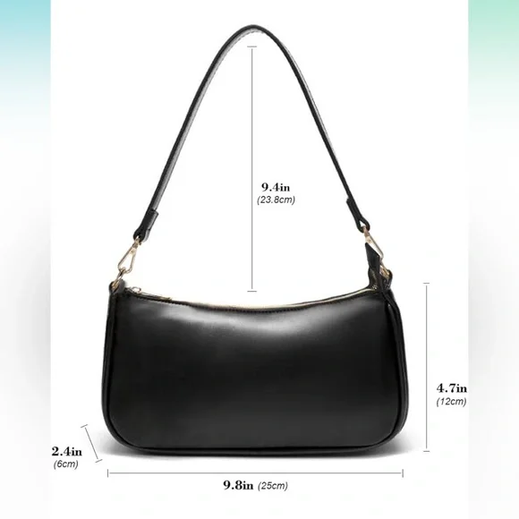 NWT Women Retro Vegan Leather Shoulder Bag with Zipper Closure - Picture 5 of 10